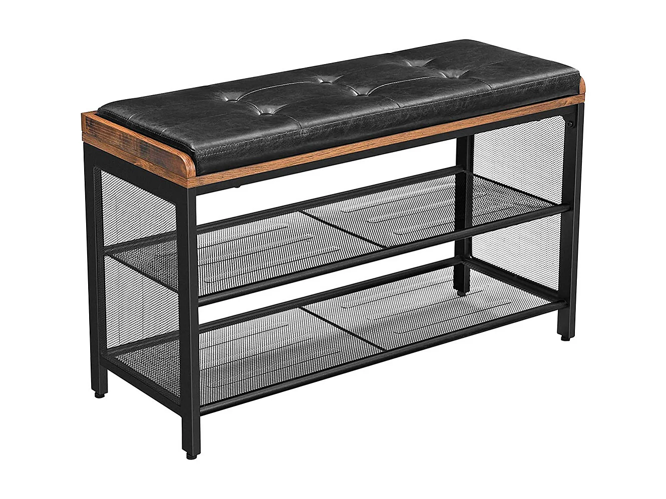 Schoenenbank 80x30x48 cm zwart Vintage bruin Copadion