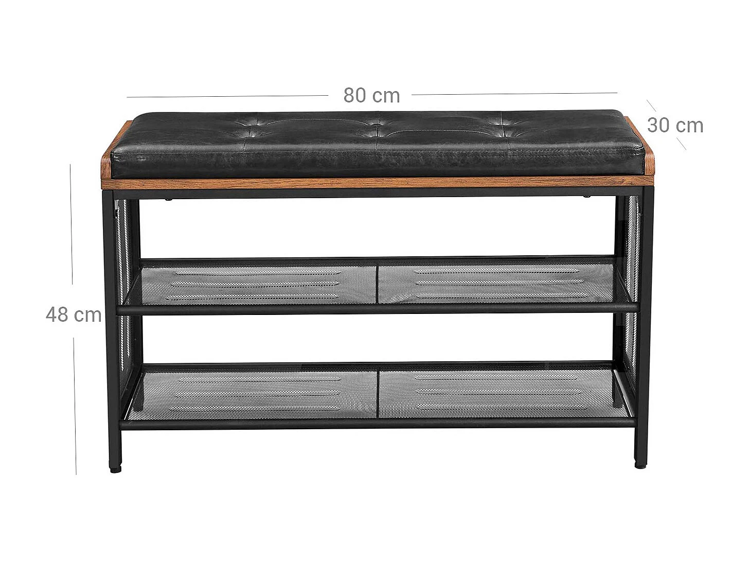 Schoenenbank 80x30x48 cm zwart Vintage bruin Copadion