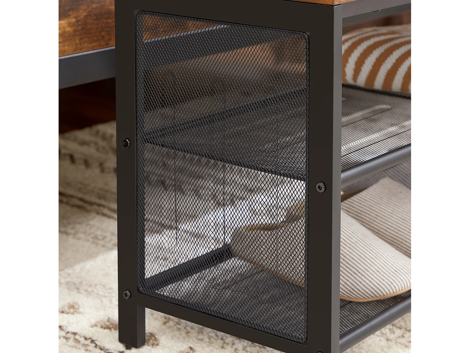 Schoenenbank 80x30x48 cm zwart Vintage bruin Copadion