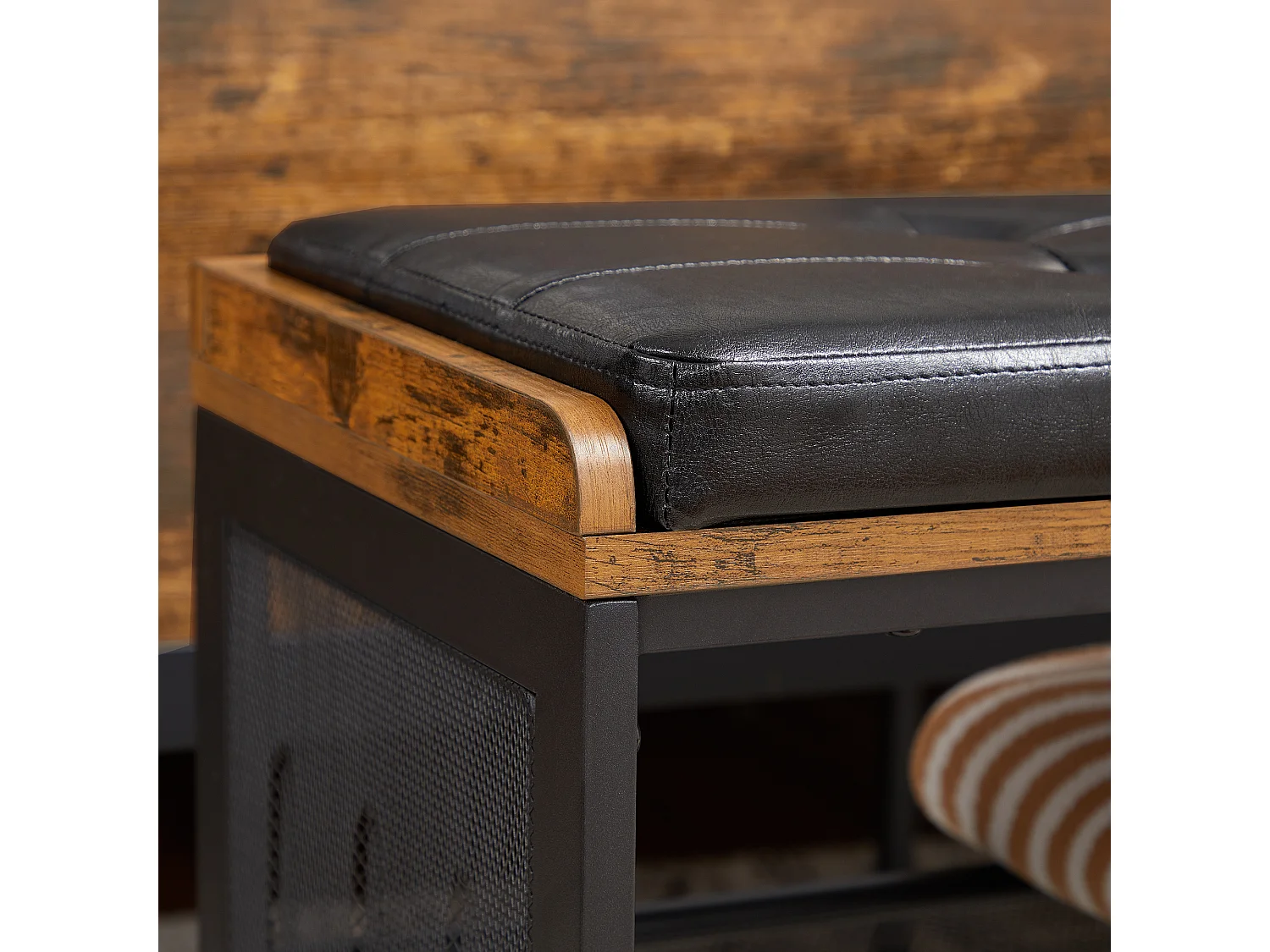 Schoenenbank 80x30x48 cm zwart Vintage bruin Copadion