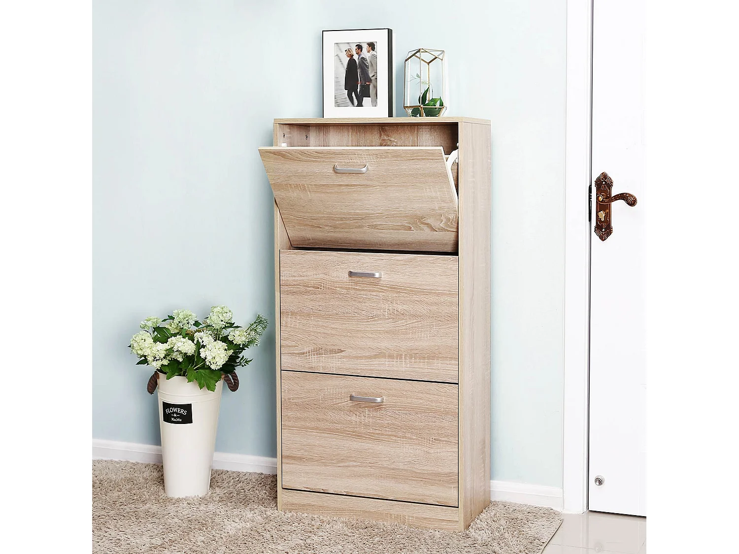 Schuhschrank 60x24x120 cm natur