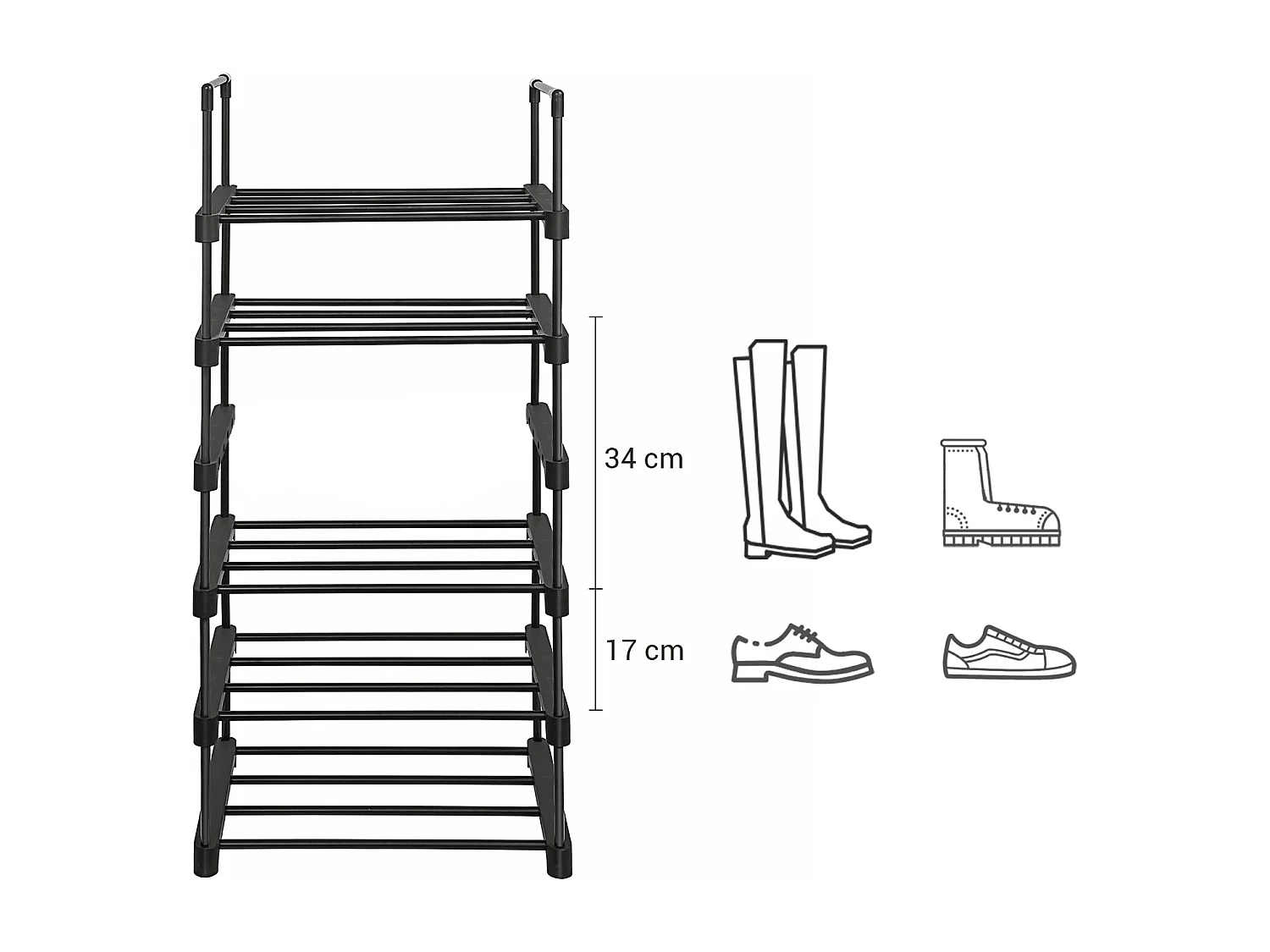Regał na buty 45x30x106 cm czarny
