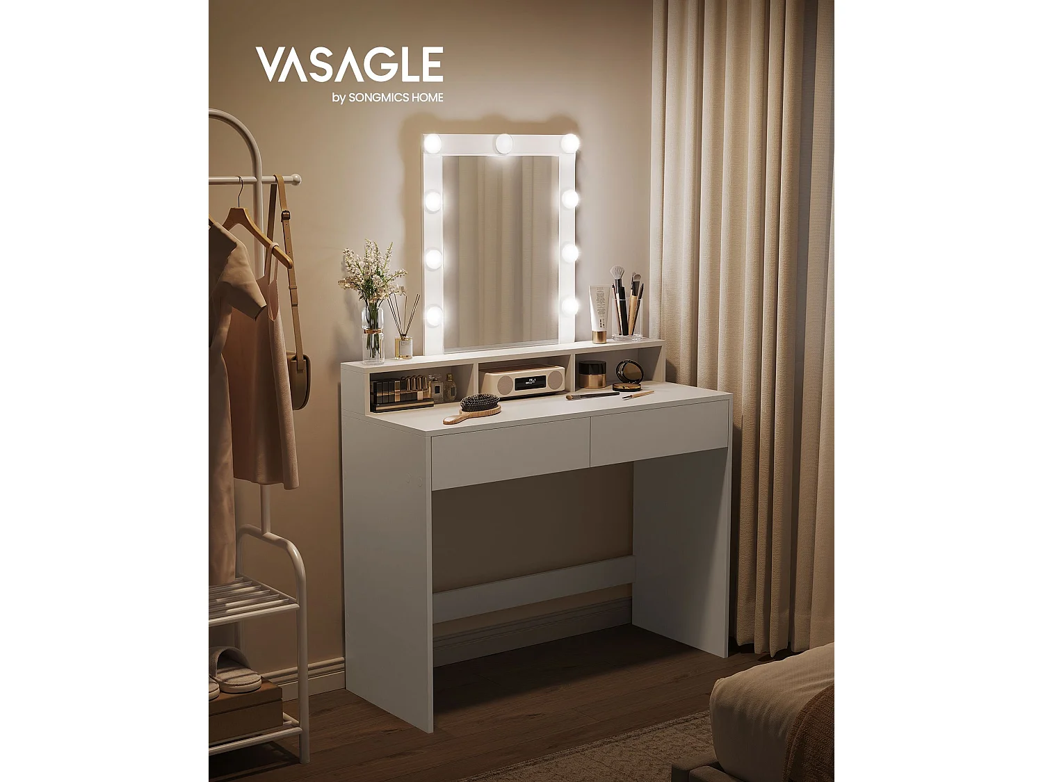 Coiffeuse 100x40x145 cm blanche