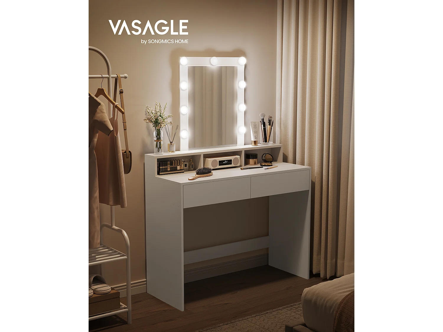 Coiffeuse 100x40x145 cm blanche