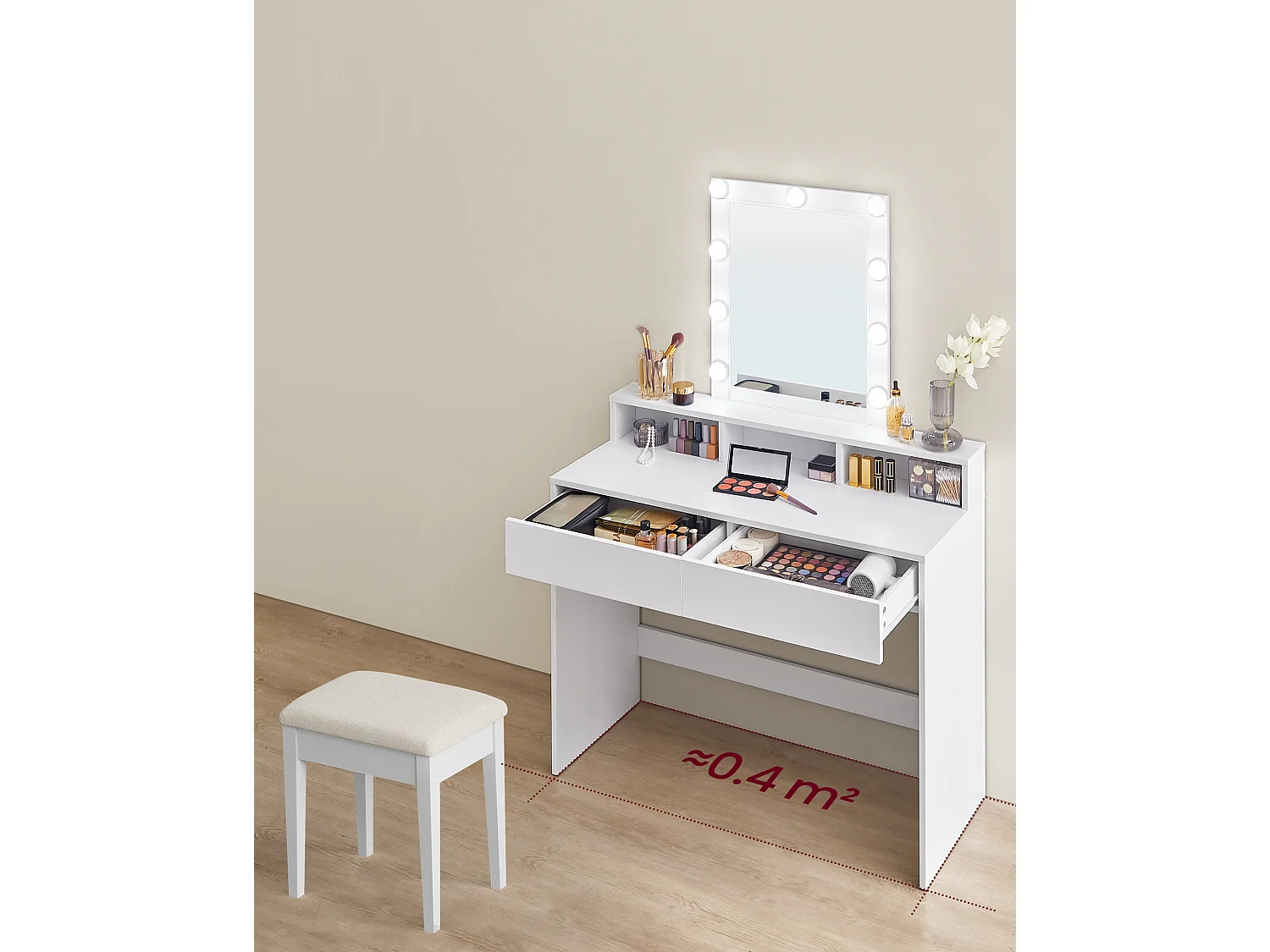 Coiffeuse 100x40x145 cm blanche