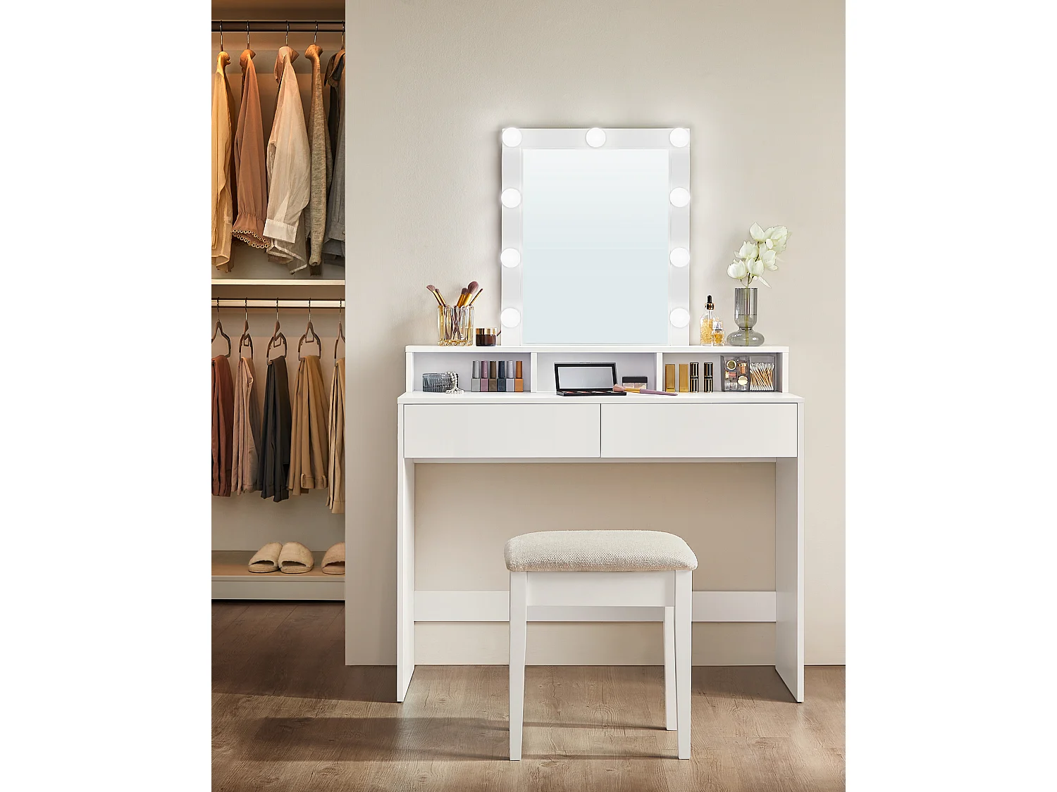 Coiffeuse 100x40x145 cm blanche