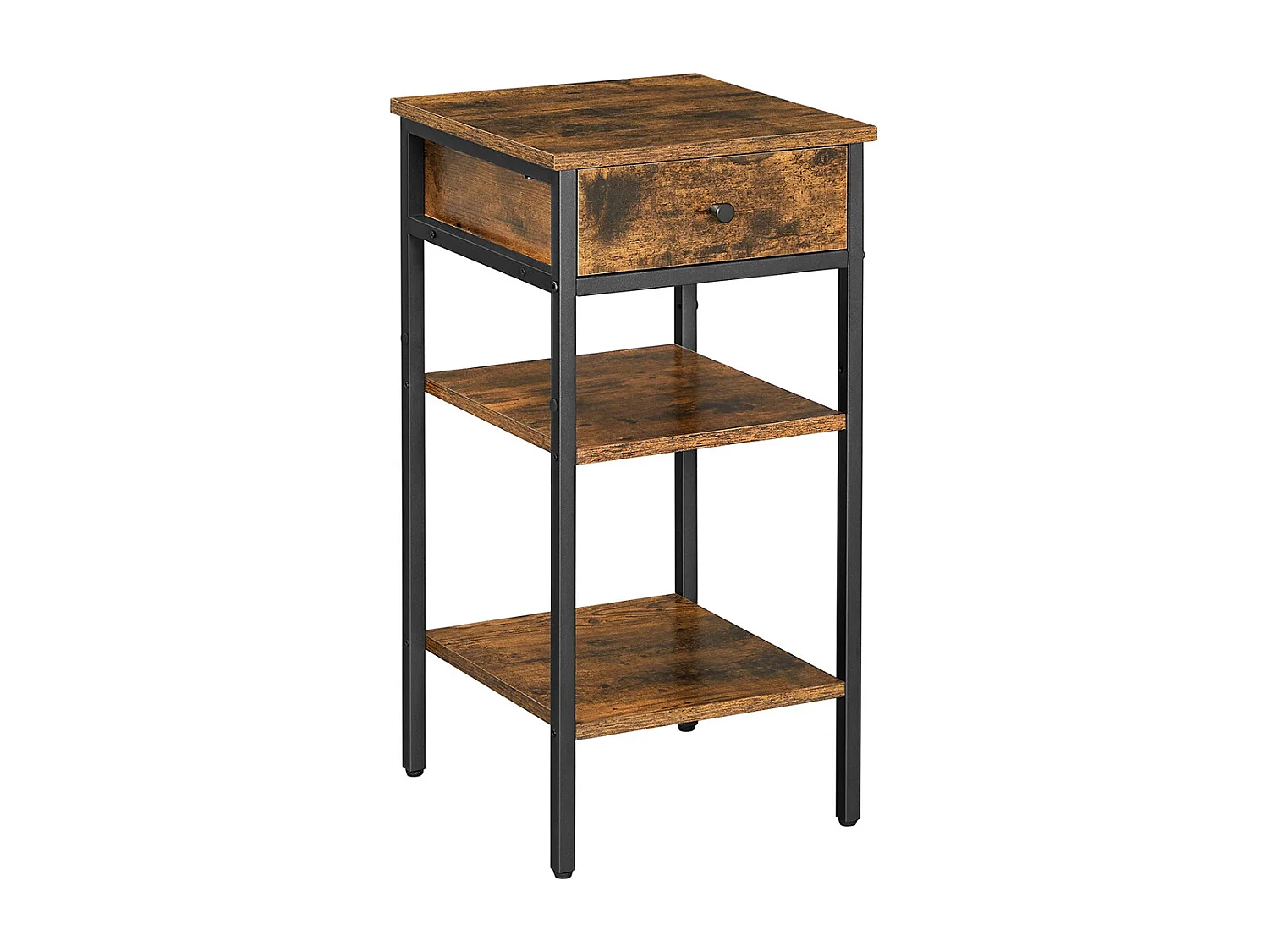 Table d'appoint 35x35x70 cm noir brun rustique