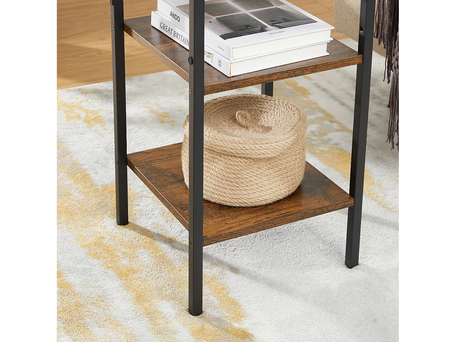 Table d'appoint 35x35x70 cm noir brun rustique