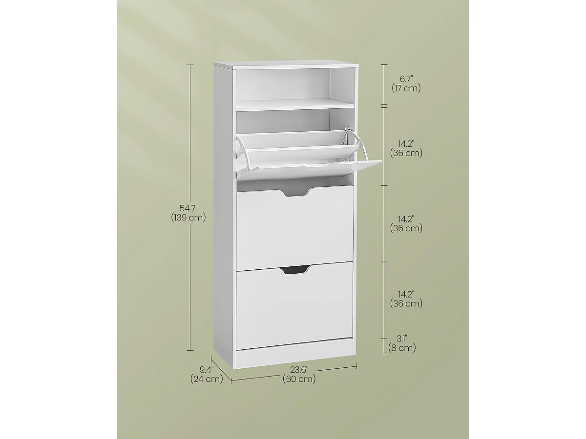 Meuble à chaussures 24x60x139 cm blanc