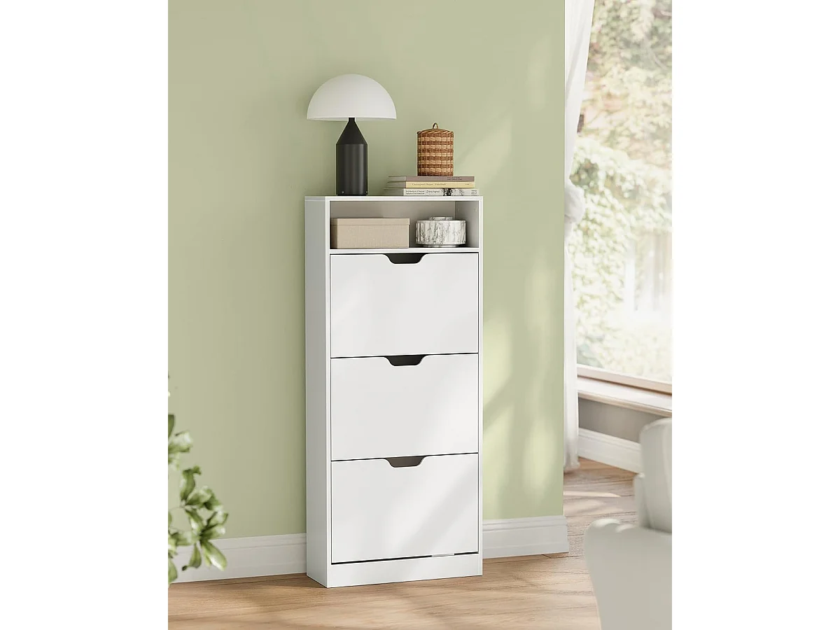 Meuble à chaussures 24x60x139 cm blanc