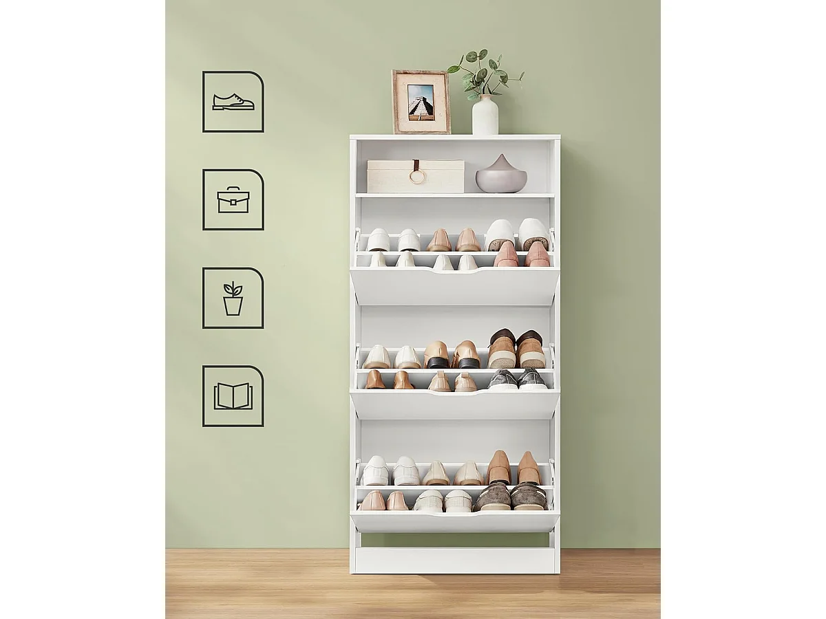 Meuble à chaussures 24x60x139 cm blanc