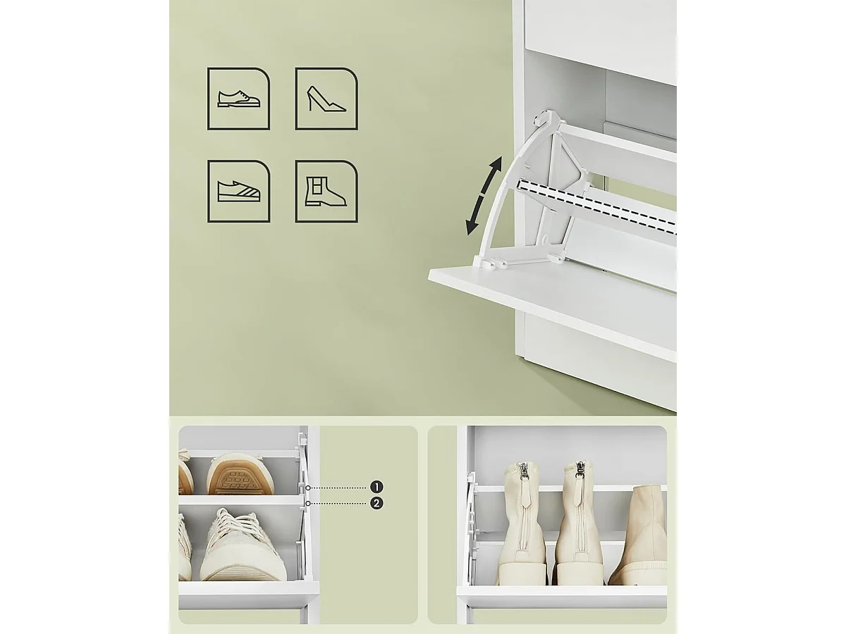 Meuble à chaussures 24x60x139 cm blanc