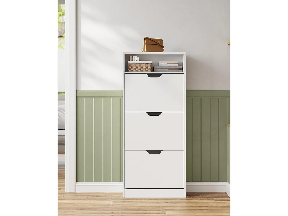 Meuble à chaussures 24x60x139 cm blanc