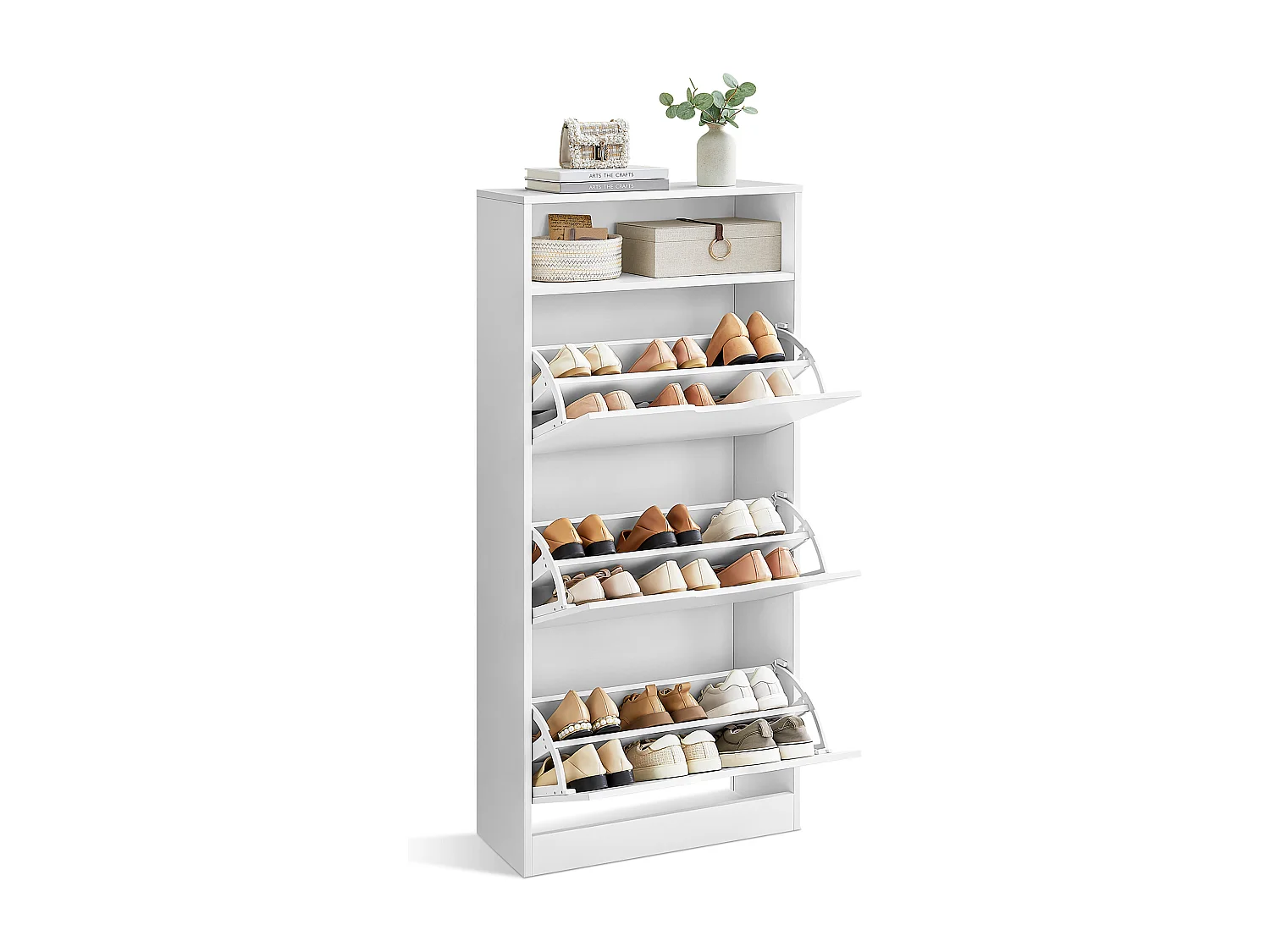 Shoe Cabinet 24x60x139 cm white LBC046W01