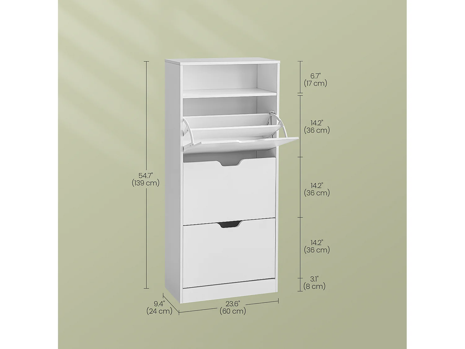 Shoe Cabinet 24x60x139 cm white LBC046W01