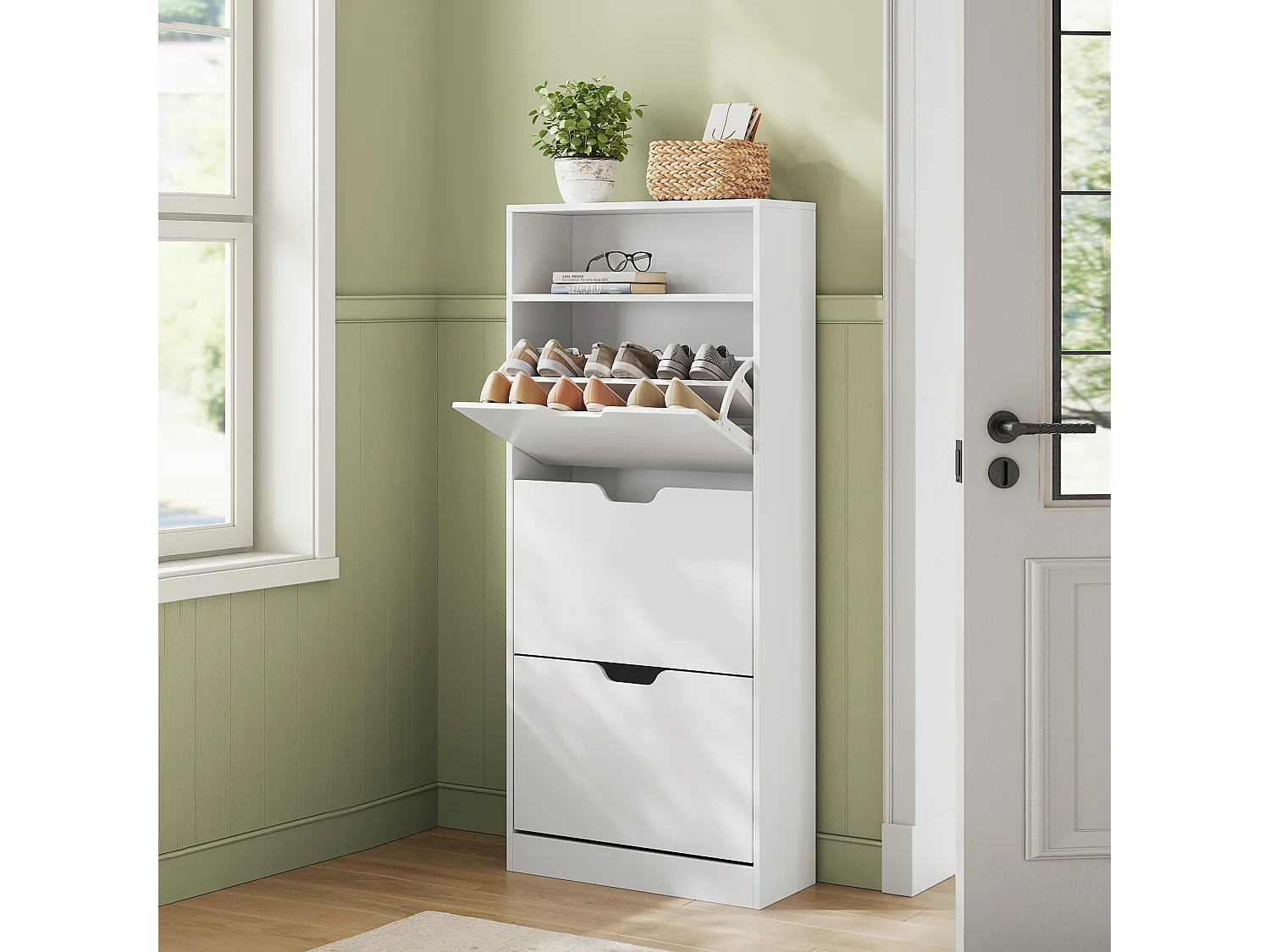 Shoe Cabinet 24x60x139 cm white LBC046W01