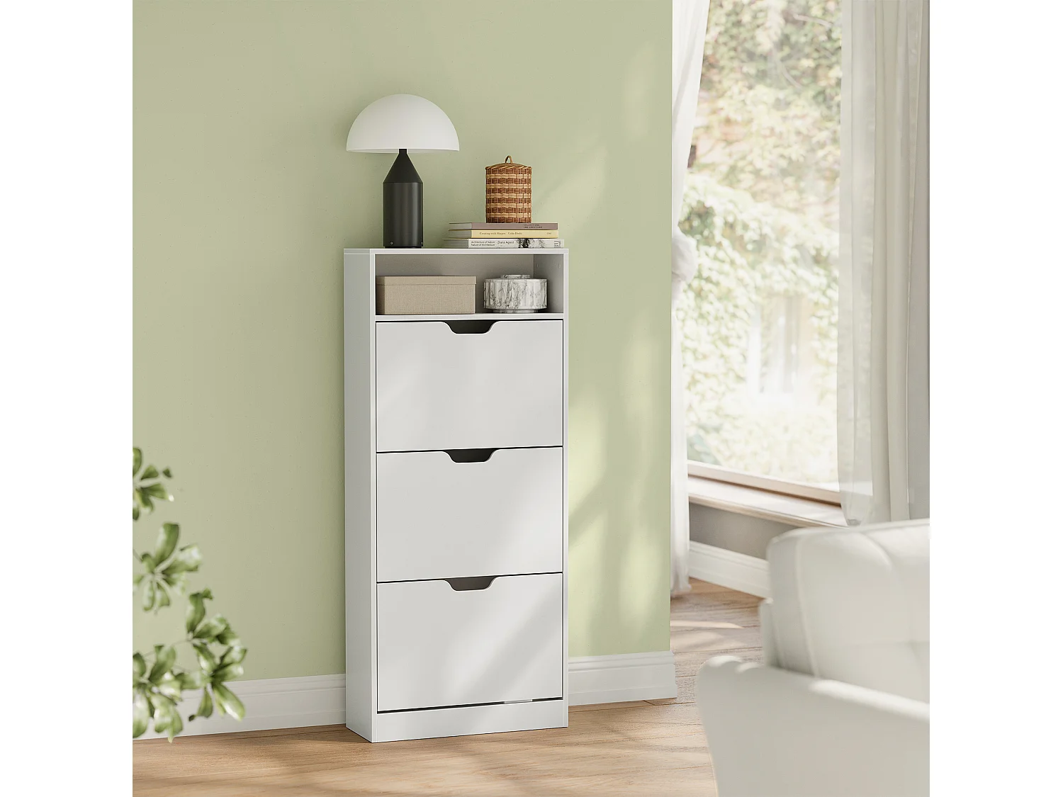 Shoe Cabinet 24x60x139 cm white LBC046W01