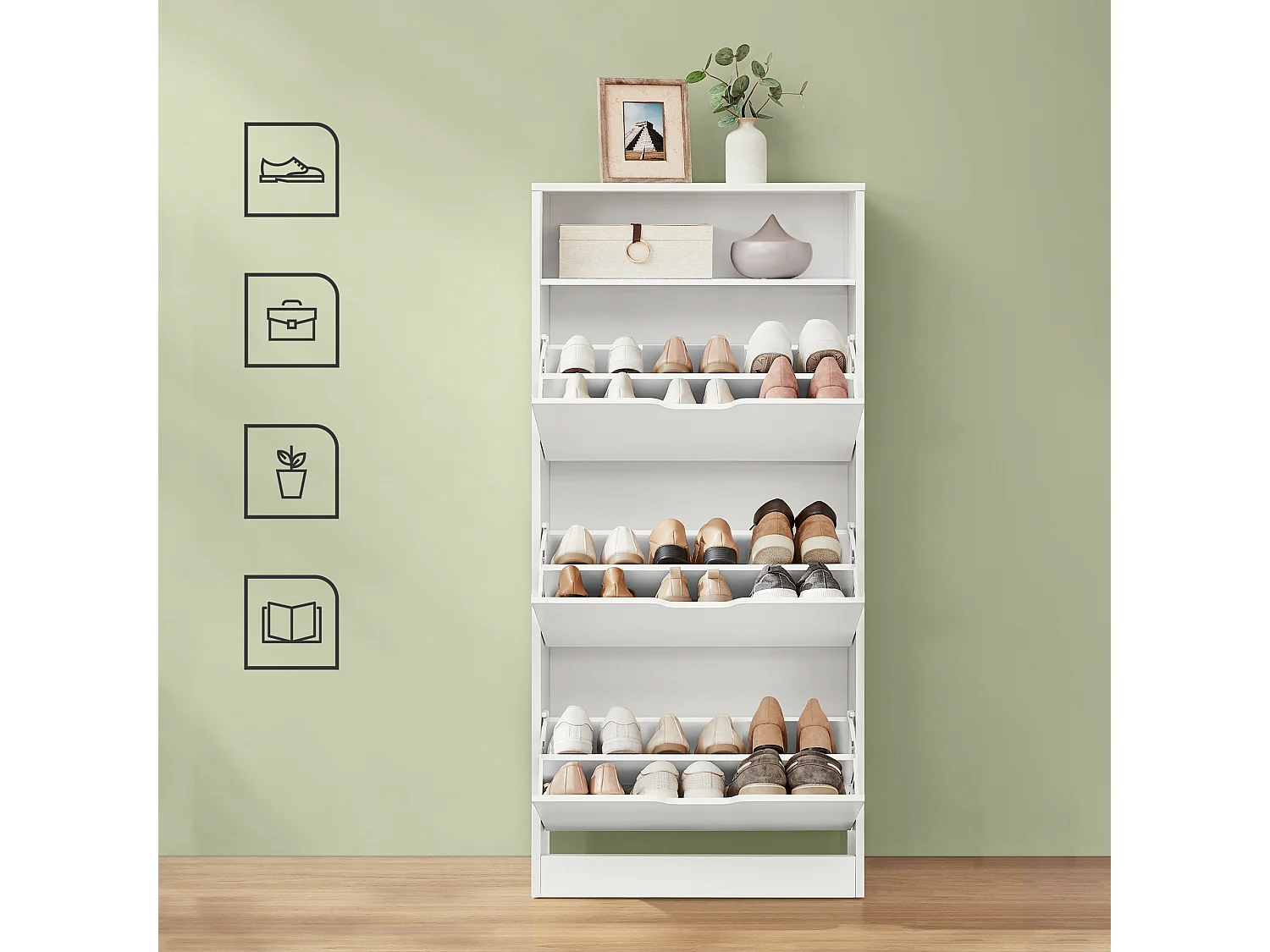Shoe Cabinet 24x60x139 cm white LBC046W01