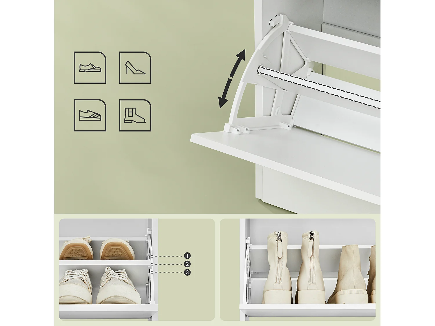 Shoe Cabinet 24x60x139 cm white LBC046W01
