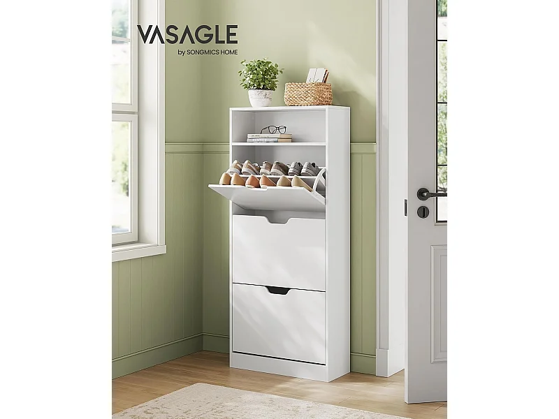 Meuble à chaussures 24x60x139 cm blanc