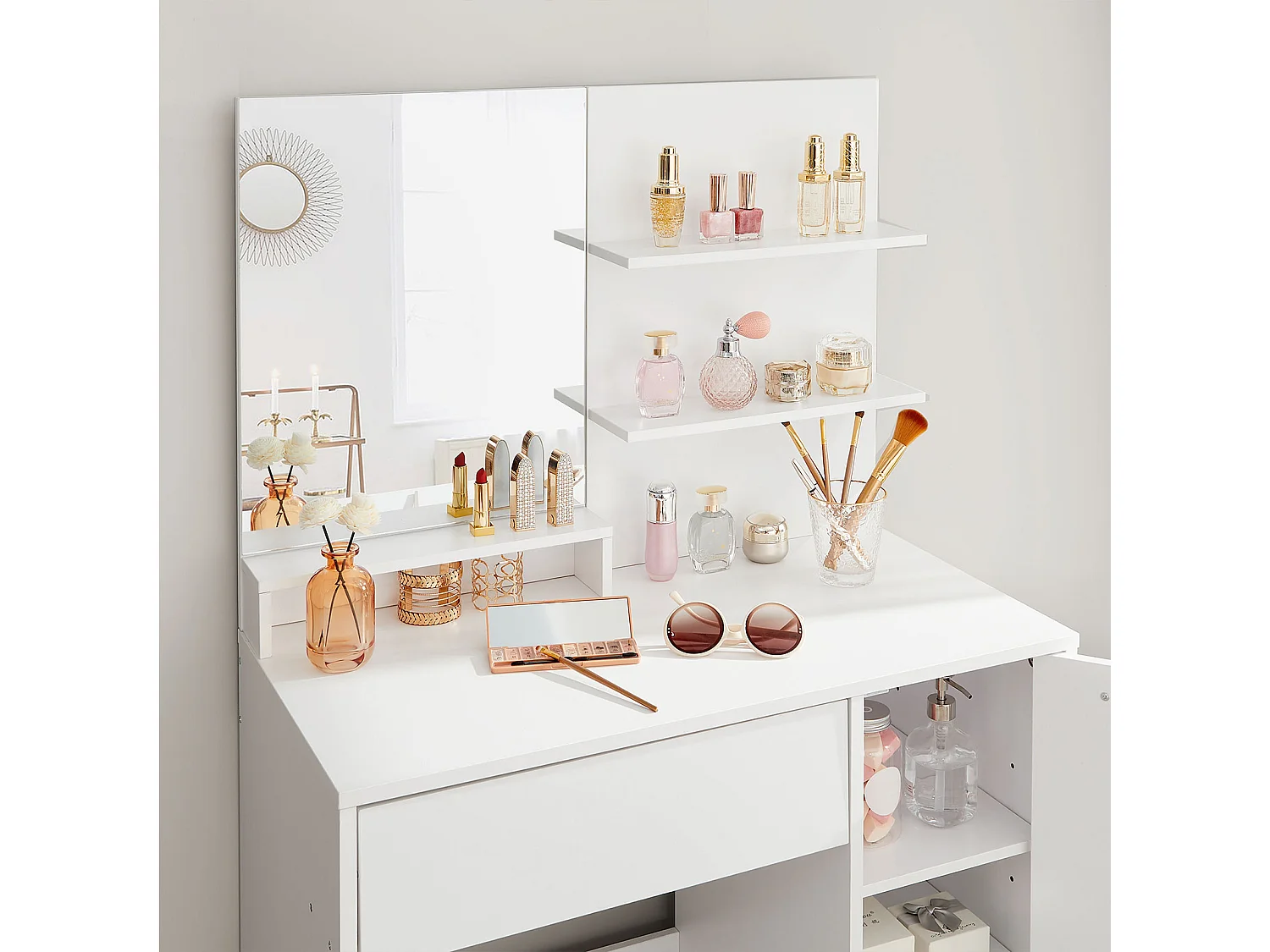 Coiffeuse 80x40x132 cm blanche