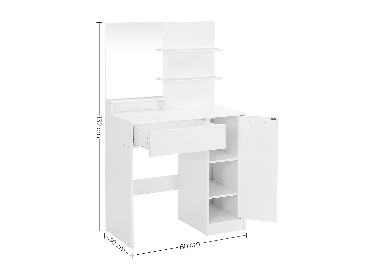 Coiffeuse 80x40x132 cm blanche