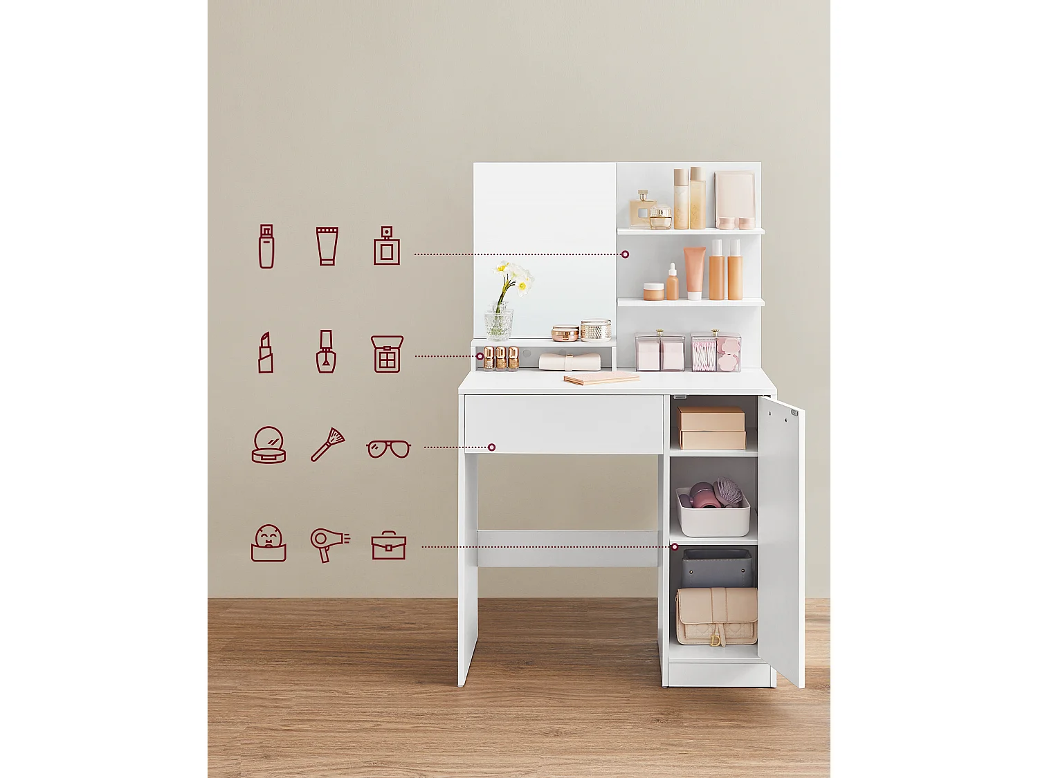 Toaletka 80x40x132 cm biała