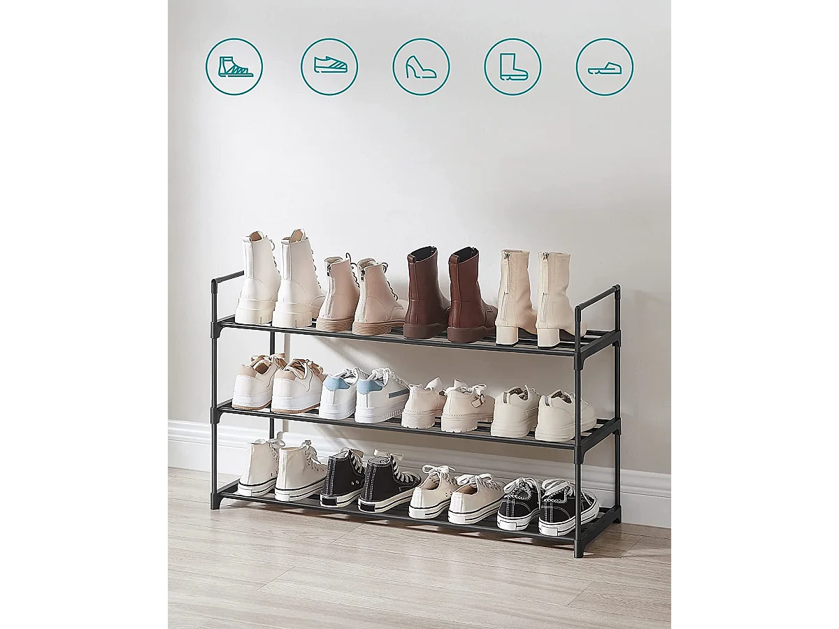 Étagère à chaussures 30x92x54 cm noire