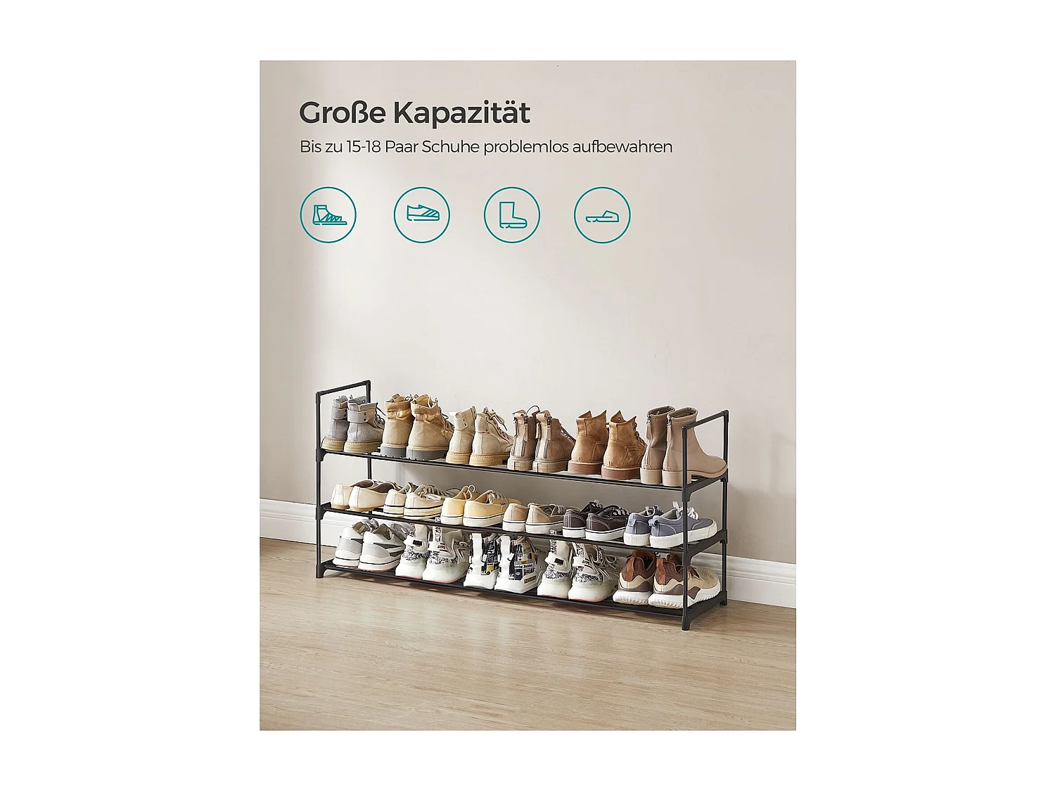 Schuhregal 116x30x55 cm schwarz