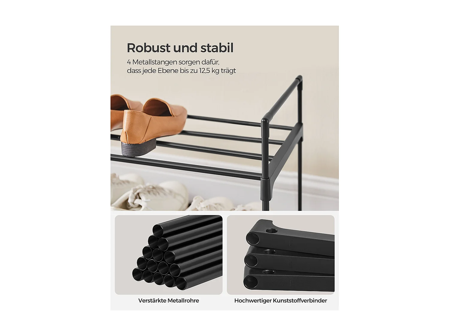 Schuhregal 116x30x55 cm schwarz