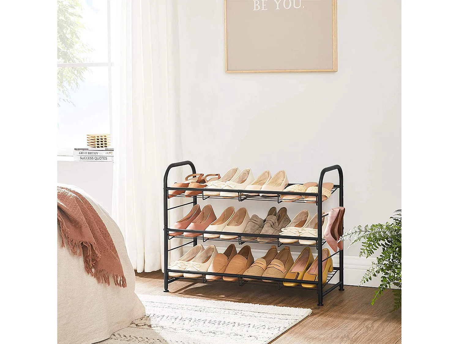 Étagère à chaussures noire 68,5x27,5x49,5 cm