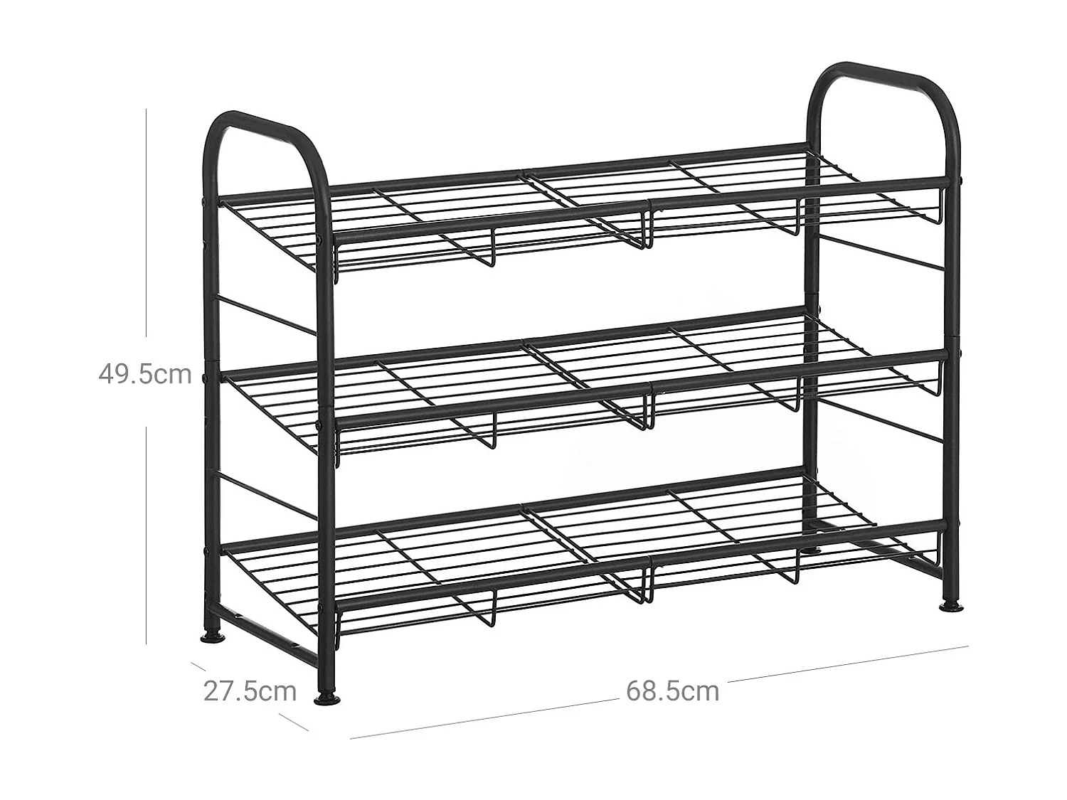Étagère à chaussures noire 68,5x27,5x49,5 cm