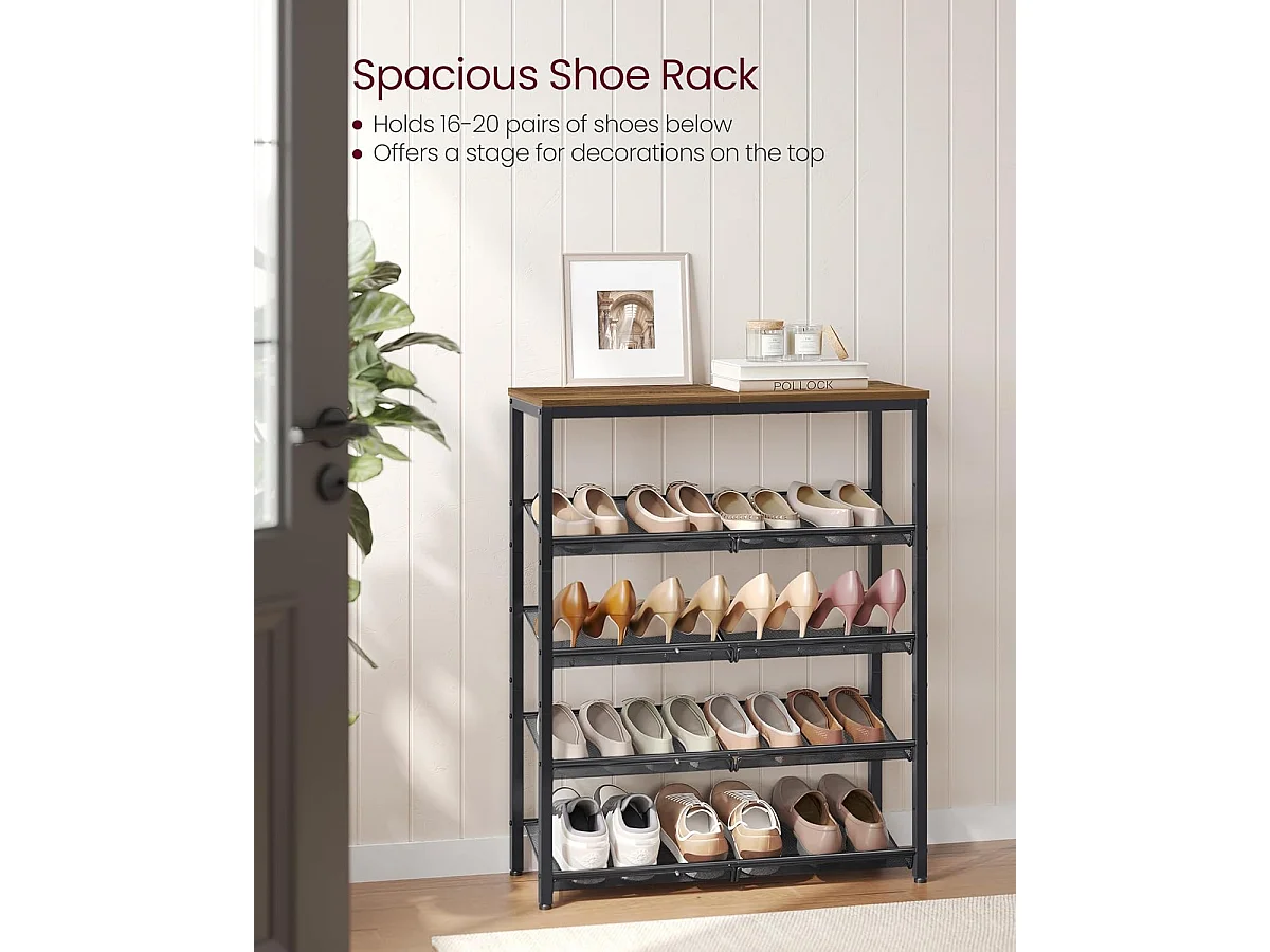 Étagère à chaussures 75x28x93 cm miel brun et noir encre