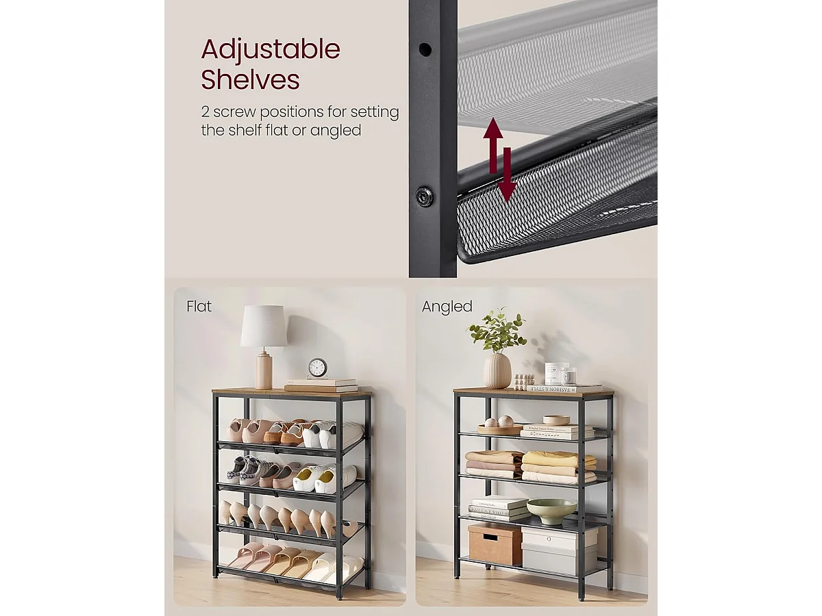 Étagère à chaussures 75x28x93 cm miel brun et noir encre