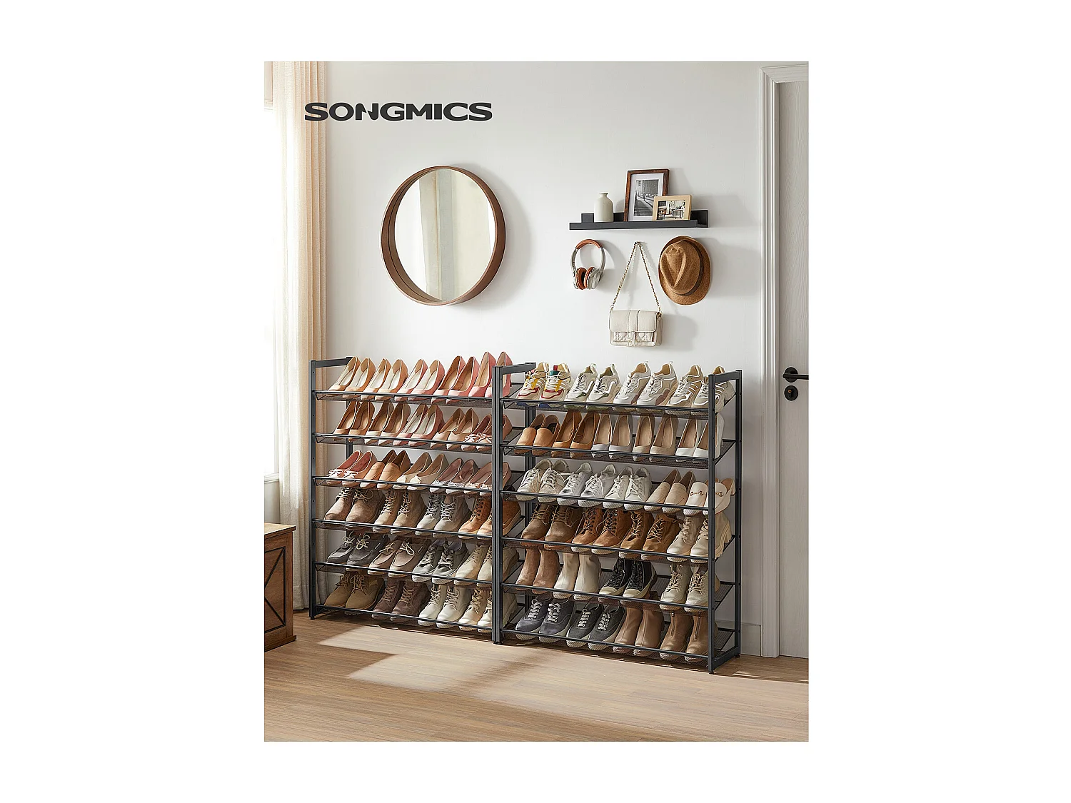 Schuhregal 92,3x30,5x221,4 cm schwarz