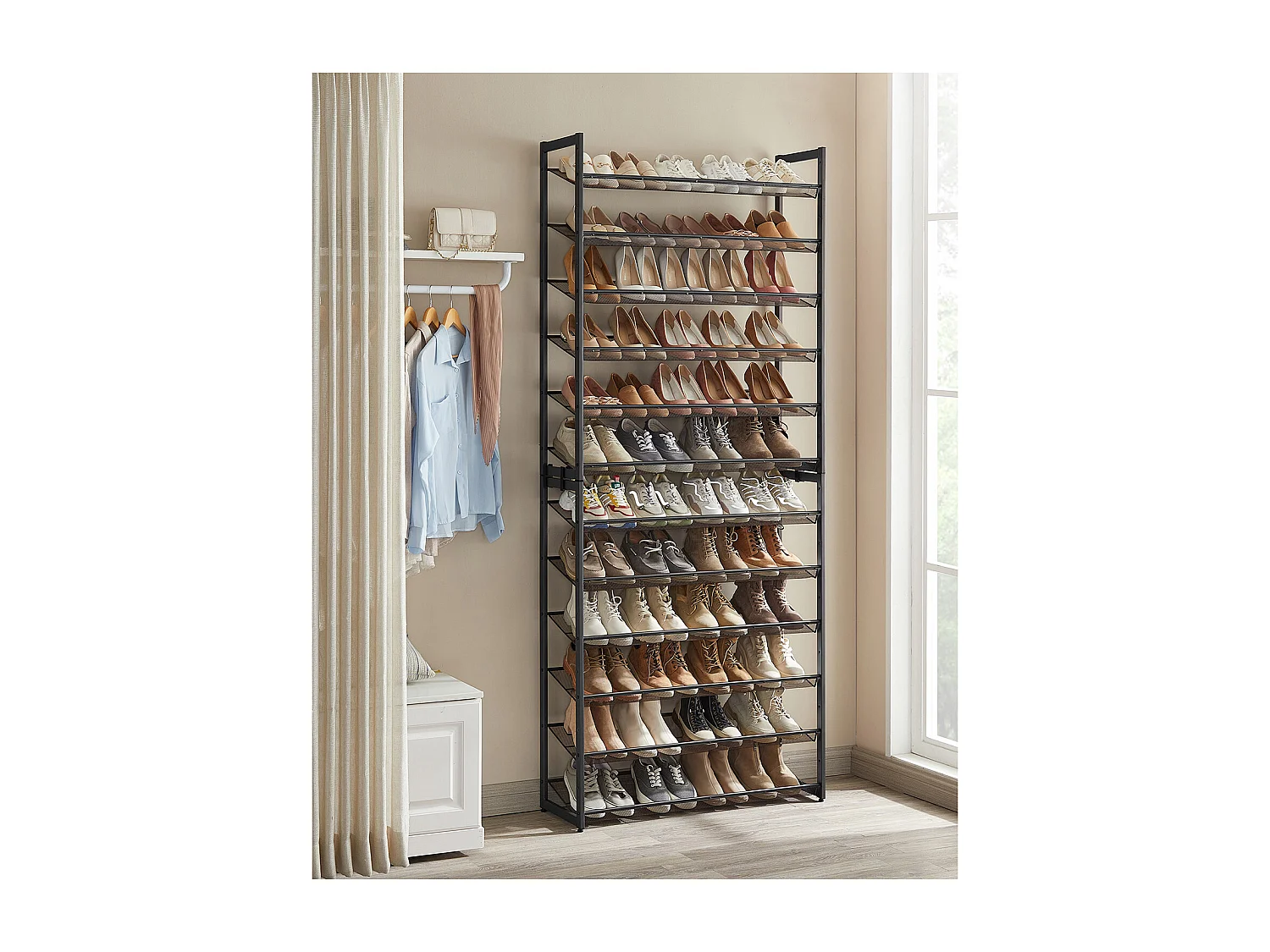Schuhregal 92,3x30,5x221,4 cm schwarz