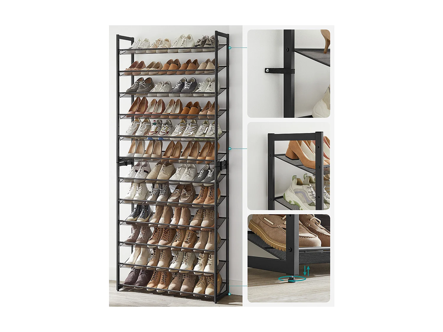 Schuhregal 92,3x30,5x221,4 cm schwarz