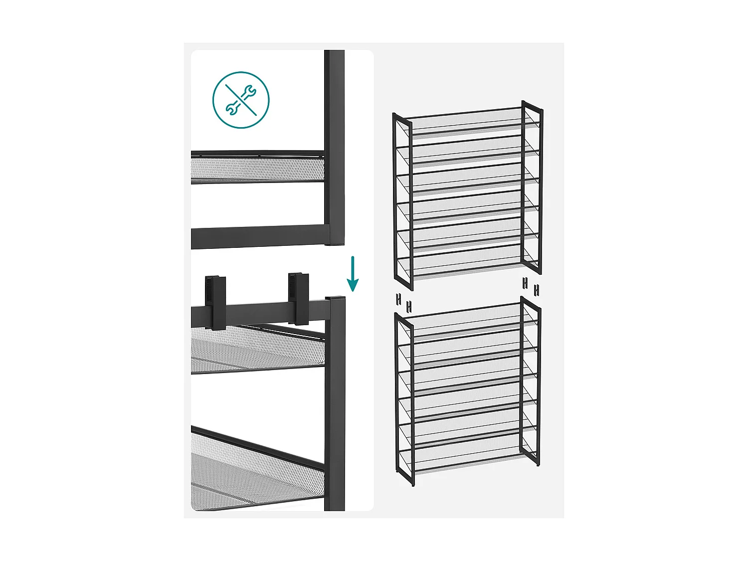Schuhregal 92,3x30,5x221,4 cm schwarz