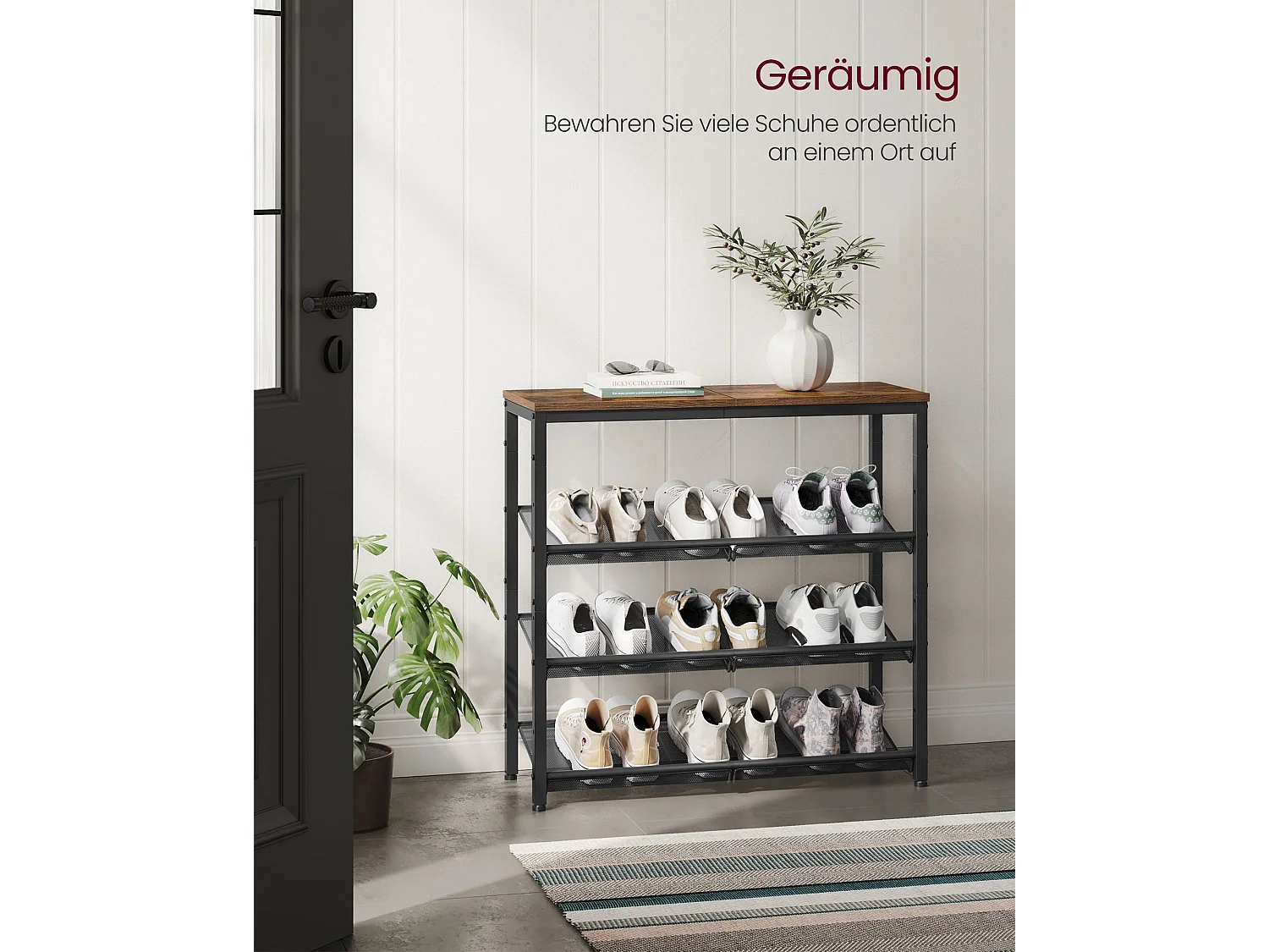 Schuhregal 75x28x72,7 cm Rustik Braun und Schwarz