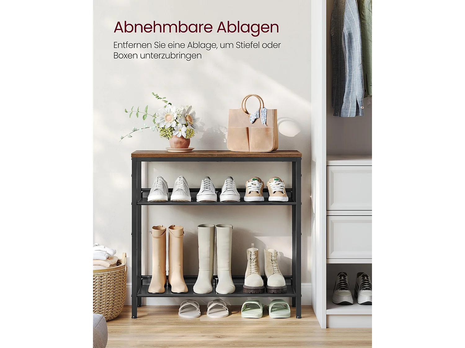 Schuhregal 75x28x72,7 cm Rustik Braun und Schwarz
