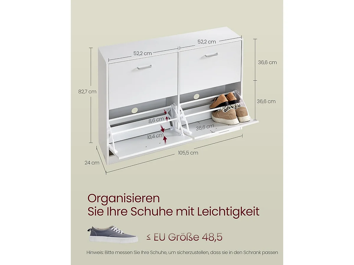 Meuble à chaussures 24x105,5x82,7 cm blanc