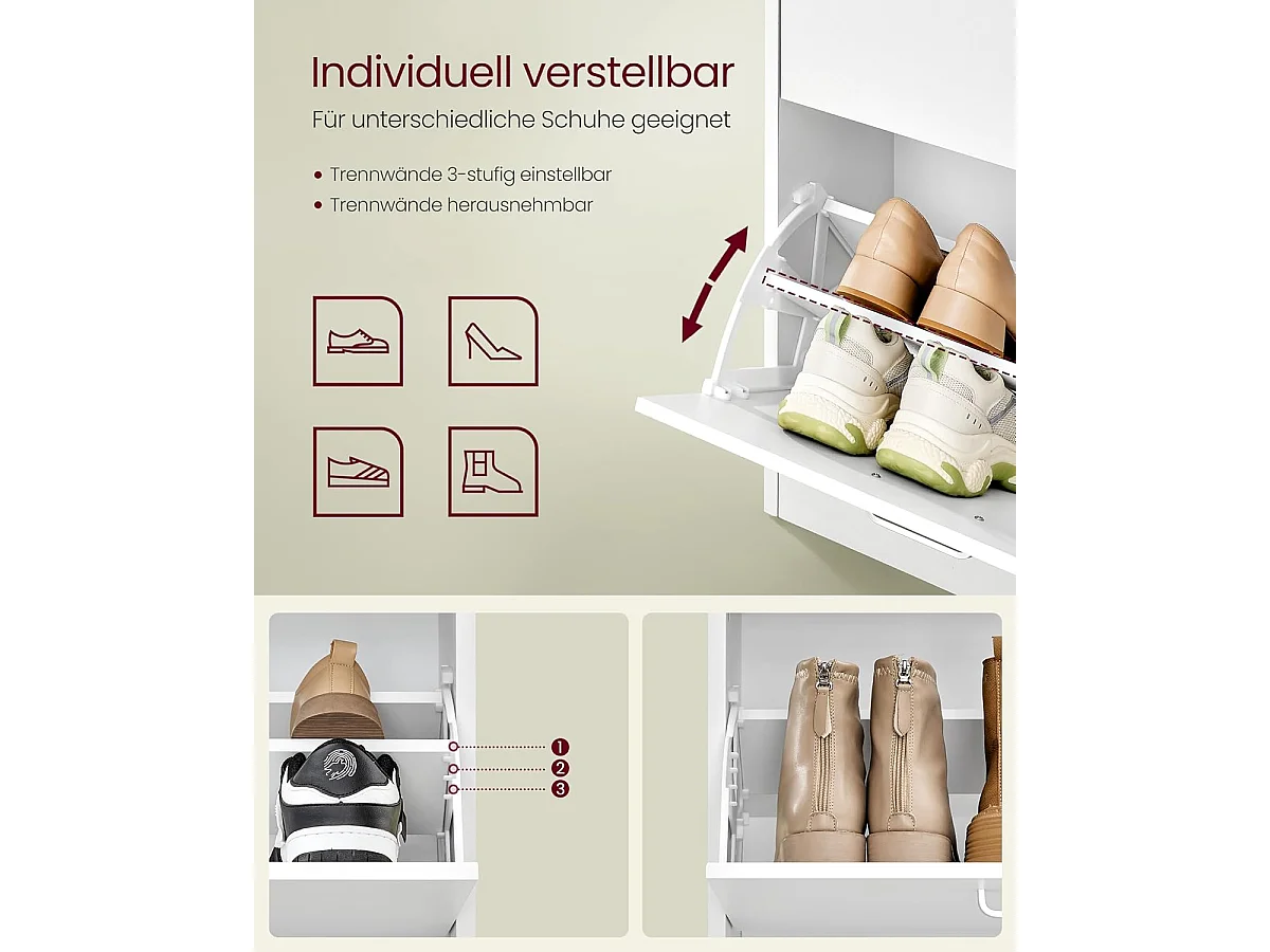 Meuble à chaussures 24x105,5x82,7 cm blanc