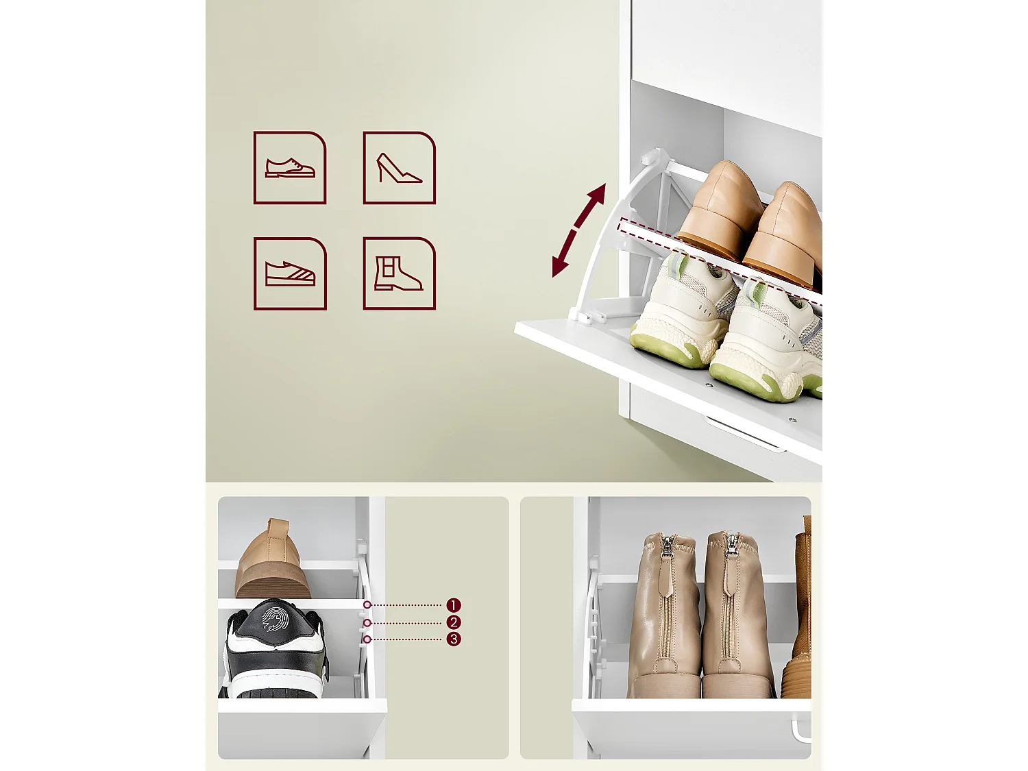 Schoenenkast 24x105,5x82,7 cm wit