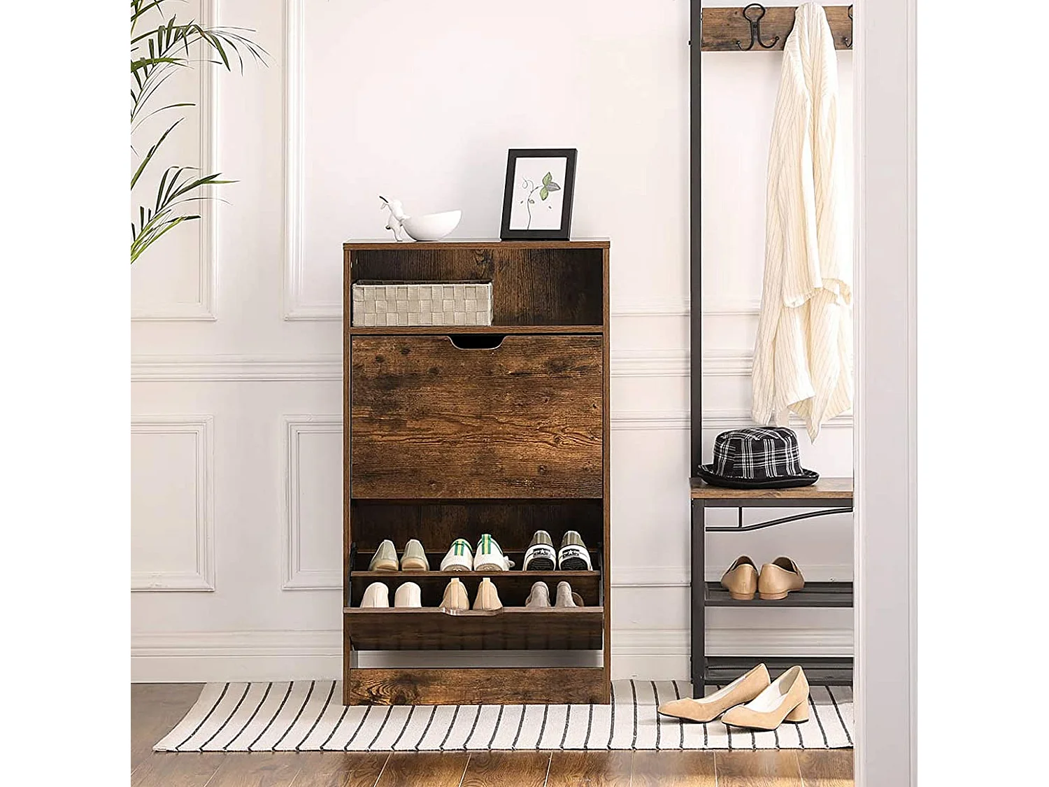 Meuble à chaussures 60x24x102 cm marron