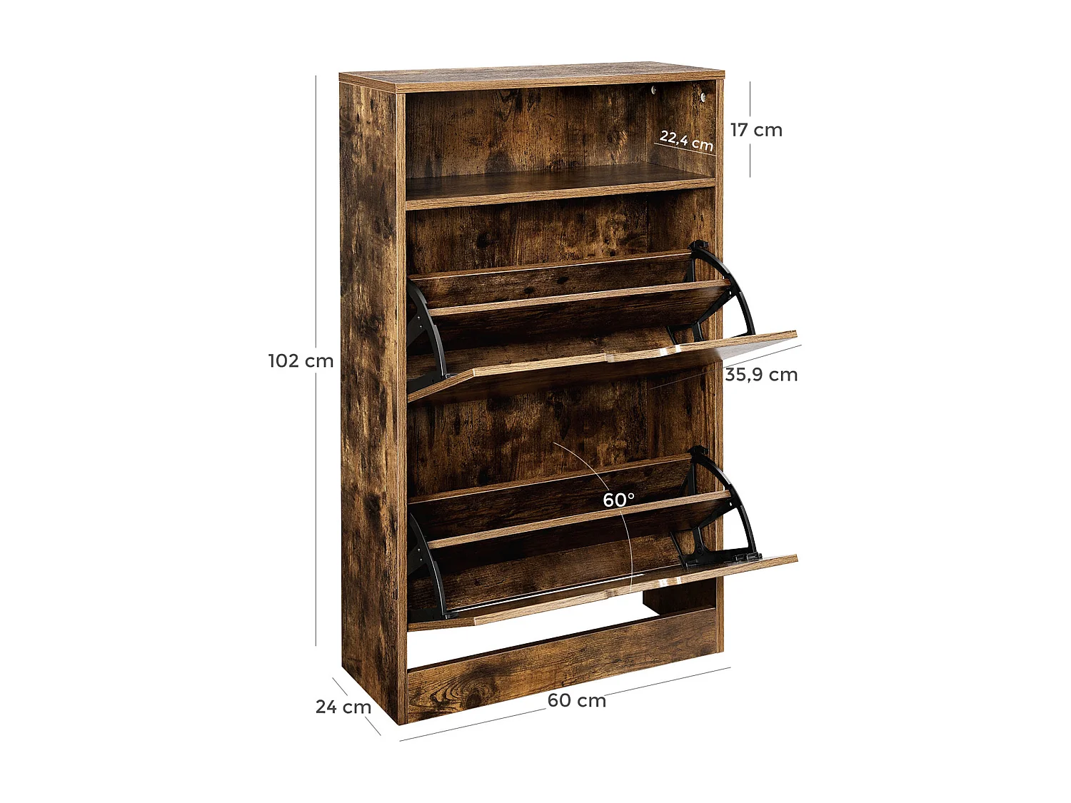 Meuble à chaussures 60x24x102 cm marron