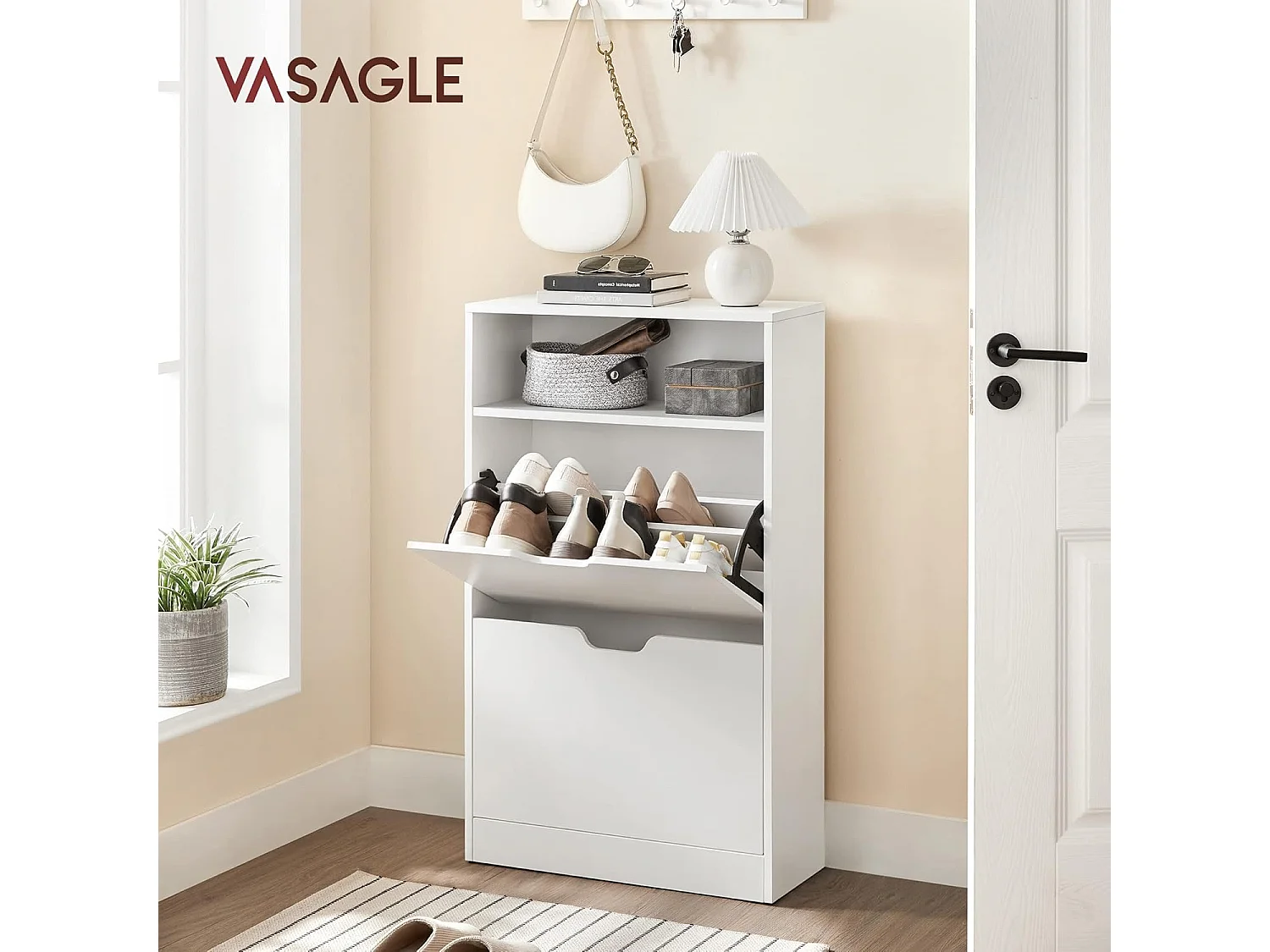 Meuble à chaussures 60x24x102 cm blanc