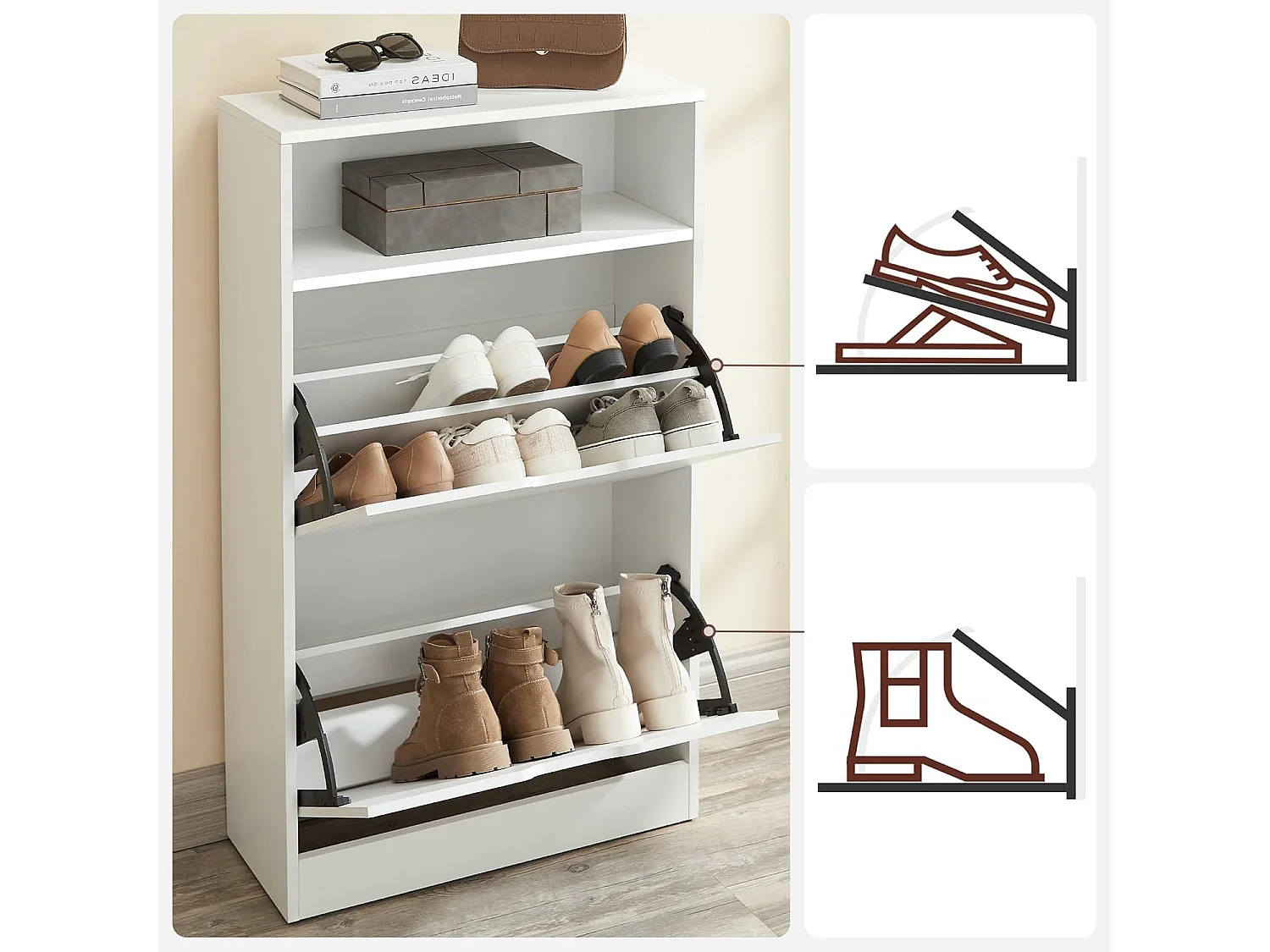 Meuble à chaussures 60x24x102 cm blanc