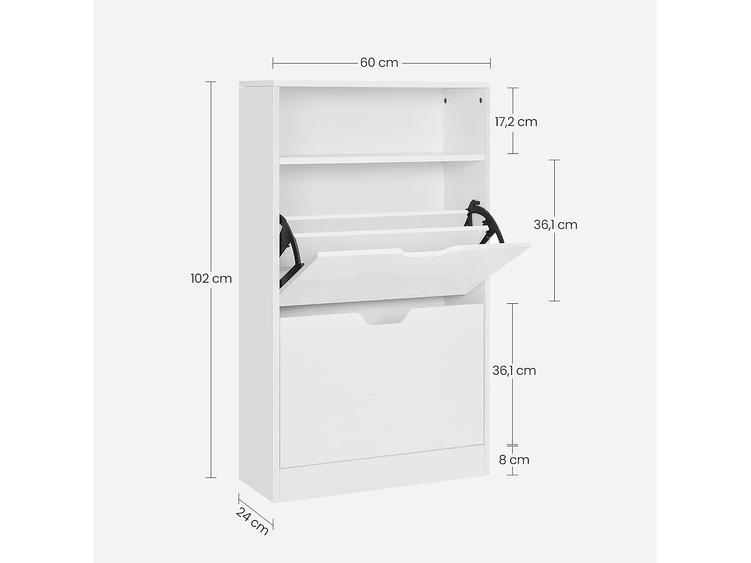 Schuhschrank 60x24x102 cm weiß