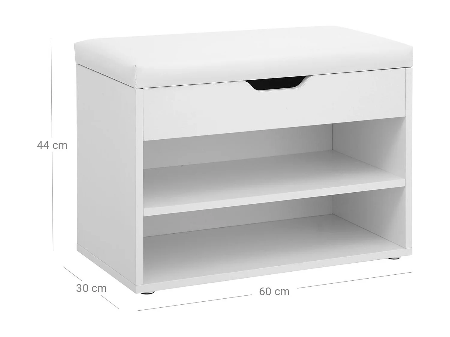 Banc à chaussures 60x44x30 cm blanc