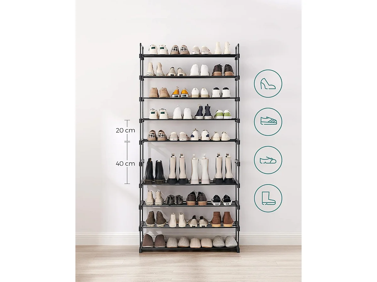 Regał na buty 30x94x206 cm Czarny